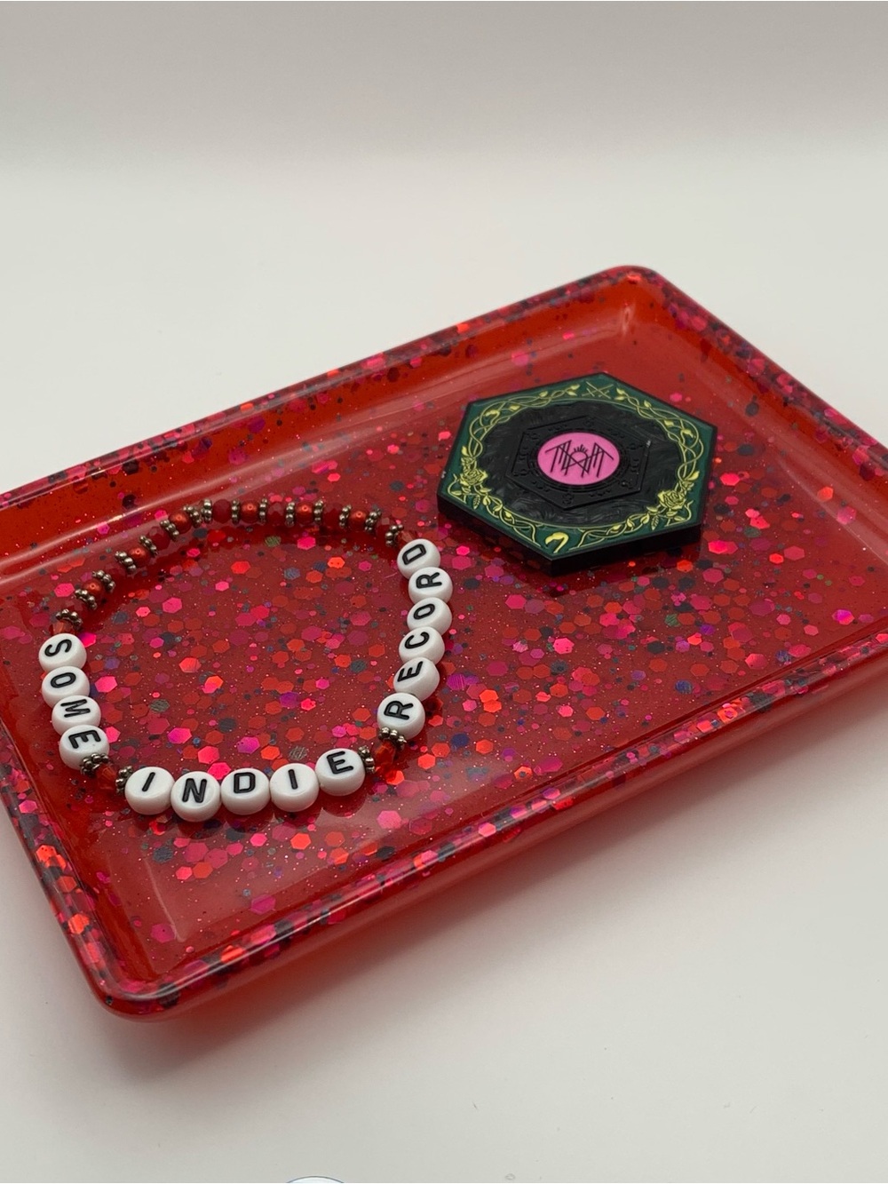 Red glitter trinket tray
